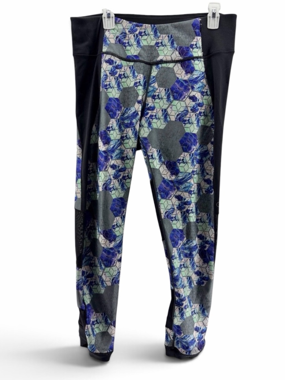 CALIA by Carrie Underwood Blue Floral Geo High Rise Leggings with Mesh Size XL